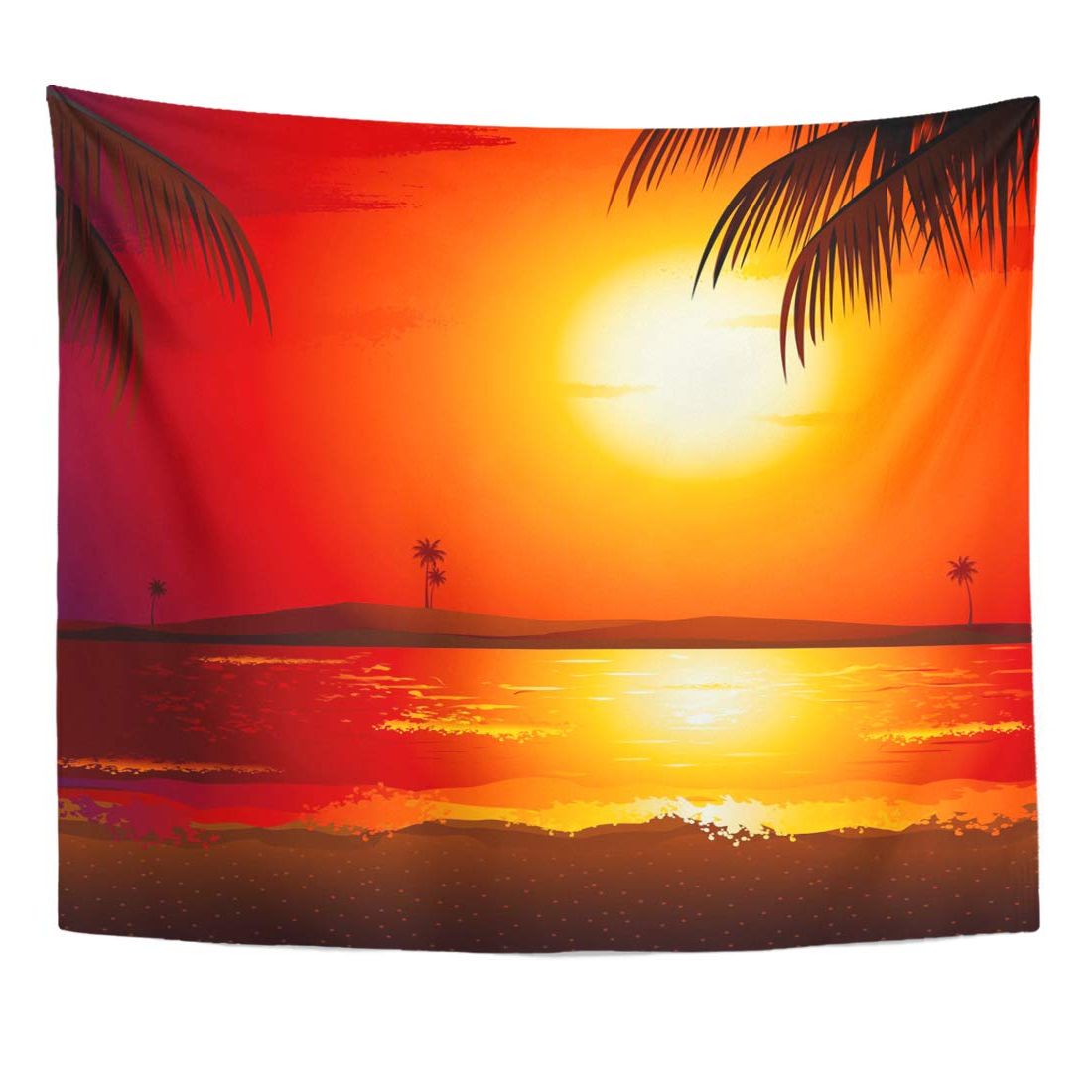 Zealgned Evening Tropical Sunset View In Beach With Palm Tree Sea Scene  Scenery Wall Art Hanging Tapestry Home Decor For Living Room Bedroom Dorm  60x80 Inch – Walmart – Walmart Throughout Most Recent Tropical Evening Wall Art (Photo 15 of 15)