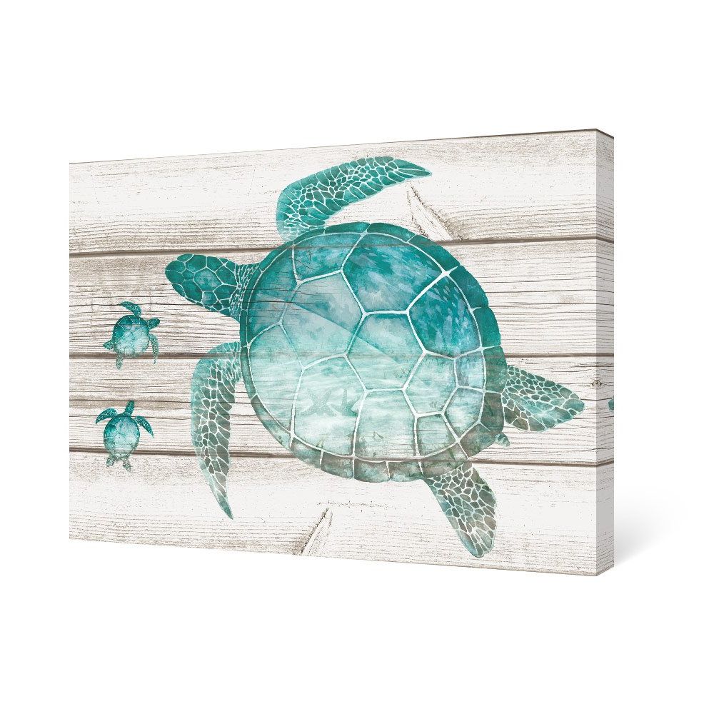 2017 Amazon: Sumgar Sea Turtle Bathroom Decor Beach Themed Wall Art Ocean  Coastal Pictures, Teal Blue Canvas Paintings Turquoise Prints For Living  Room Bedroom Nursery, 16x24 Inch: Posters & Prints Within Turtle Wall Art (View 4 of 15)