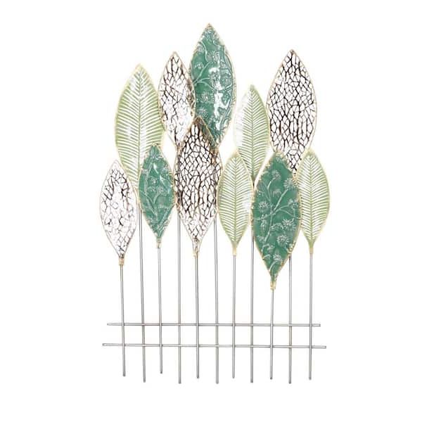 2017 Litton Lane Metal Green Tall Cut Out Leaf Wall Decor With Intricate Laser  Cut Designs 43447 – The Home Depot Within Intricate Laser Cut Wall Art (View 8 of 15)