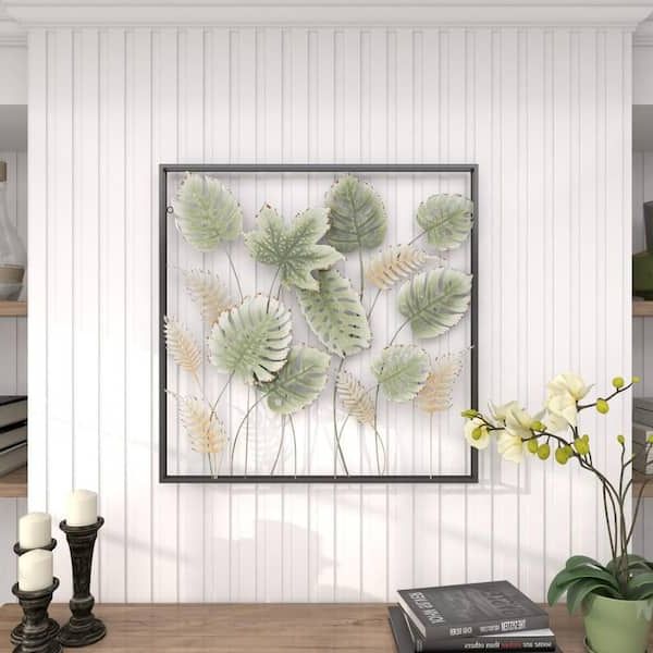 2017 Tall Cut Out Leaf Wall Art Within Litton Lane Metal Green Tall Cut Out Leaf Wall Decor With Intricate Laser  Cut Designs 89516 – The Home Depot (Photo 15 of 15)