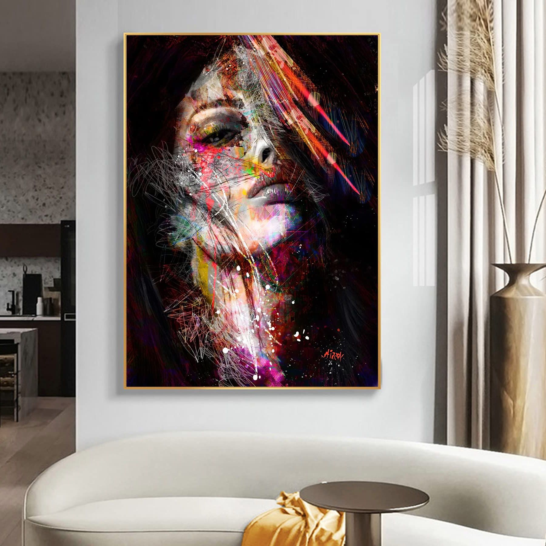 2018 Amazon: Abstract Woman Face Wall Art Modern Graffiti Canvas Black  Abstract Painting Modern Face Wall Art Abstract Face Poster Colorful  Paintings Of Women For Living Room Bedroom Wall Decor 16x24in No Frame: Intended For Women Face Wall Art (Photo 1 of 15)
