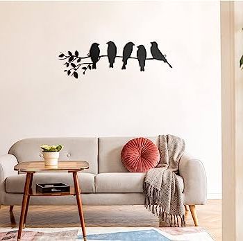 2018 Amazon: Ferraycle Metal Bird Wall Art Birds On The Branch Wall Decor  Leaves With Birds Metal Sculpture Bird Silhouette Metal Ornament Branch Wall  Hanging Sign For Balcony Garden Home Decor (black) : With Regard To Silhouette Bird Wall Art (View 9 of 15)