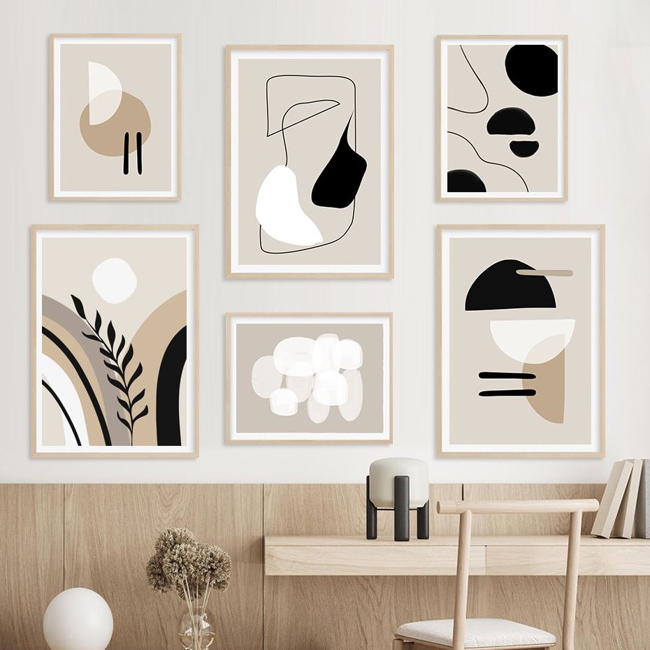 2018 Black Minimalist Wall Art Regarding Modern Abstract Line Art Beige Black Minimalist Canvas Painting Poster  Print Wall Pictures Living Room Interior Home Decoration _ – Aliexpress  Mobile (Photo 12 of 15)