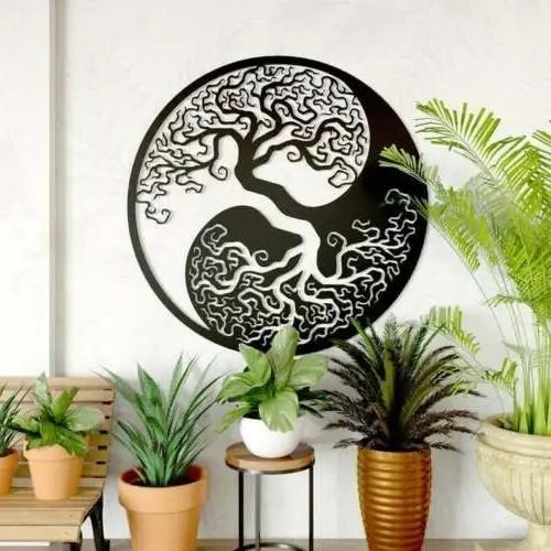 24'' Tree Of Life Metal Hanging Wall Art Contemporary Indoor  Outdoor Home Decor, (Photo 3 of 15)
