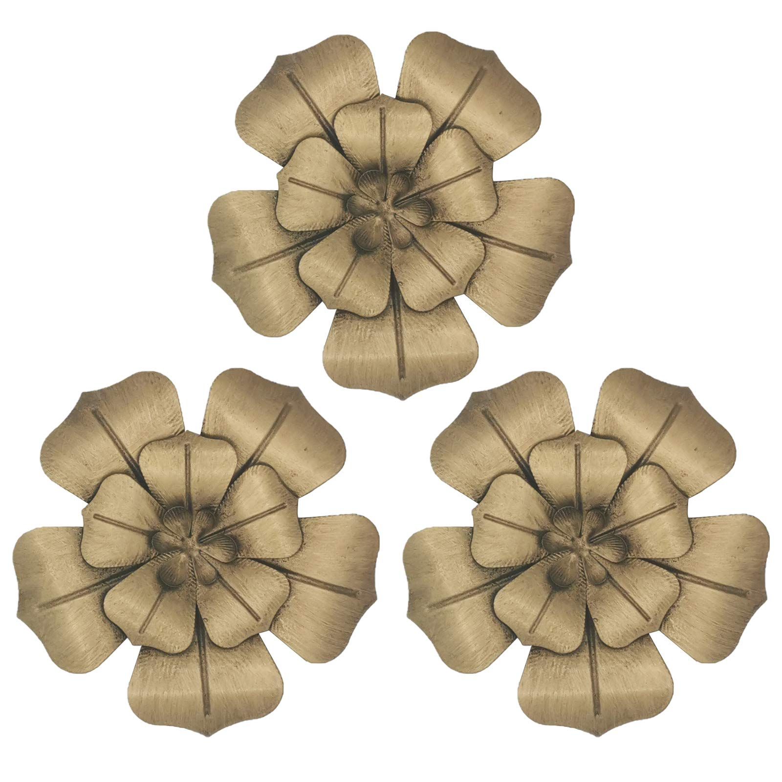 3 Layers Wall Sculptures Throughout Famous Amazon: Sqshun 6 Inch Multiple Layer Flower Metal Wall Art Decor Set Of  3 (gold) : Patio, Lawn & Garden (View 13 of 15)