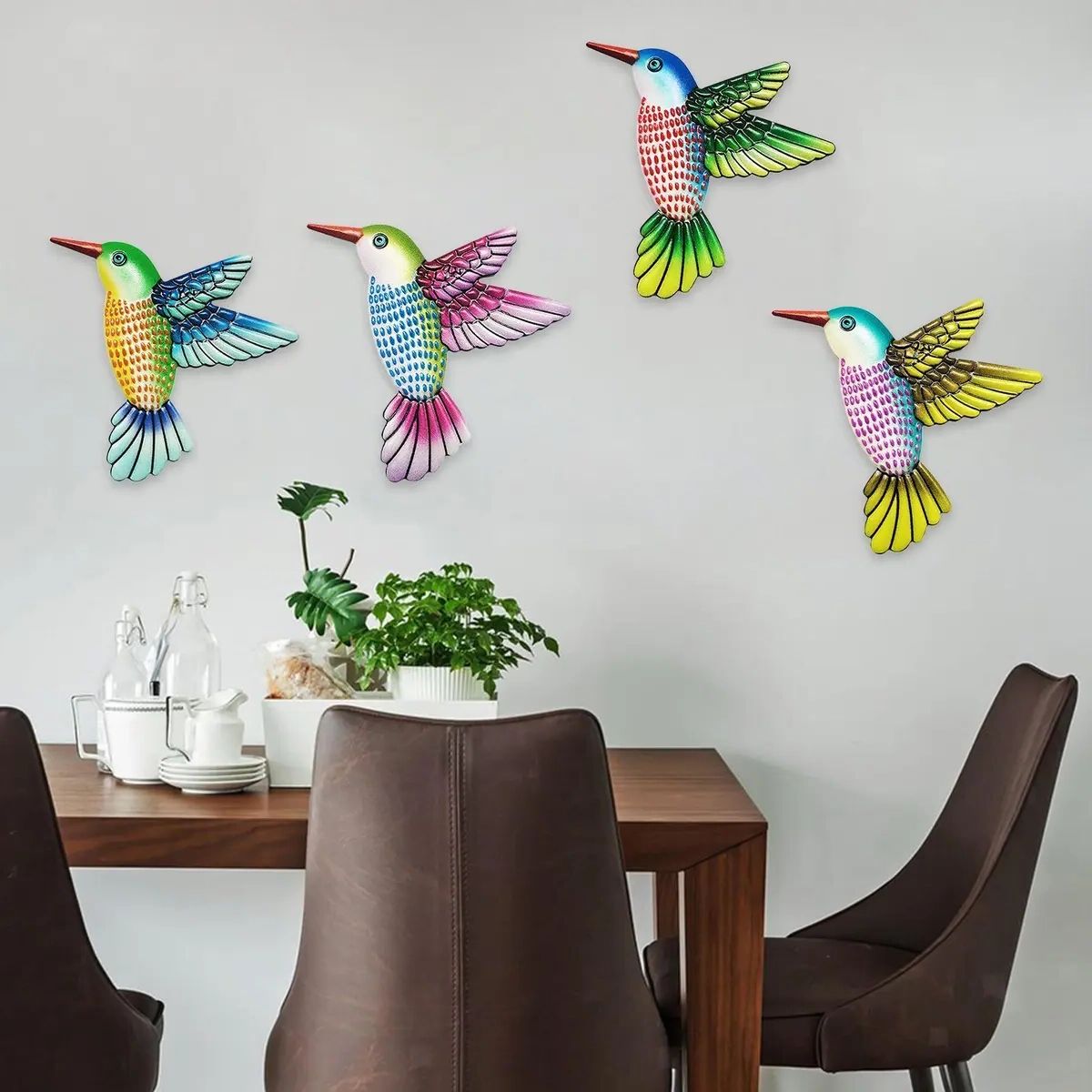 4x Hummingbird Wall Art Decor Sculpture Hanging For Lawn Patio Balcony  Outdoor (Photo 14 of 15)