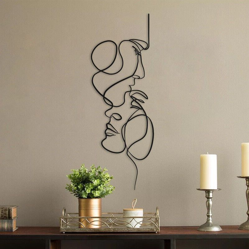 Abstract Silhouette Wall Sculptures Regarding Most Popular Nordic Abstract Face Line Drawing Art Silhouette Metal Wall Art Modern Decor (Photo 9 of 15)