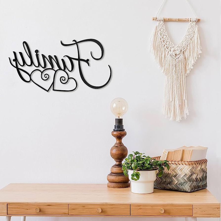 Amazon: Family Wall Decor Sign Art Wall Hanging Decoration For Home  Dining Room Kitchen Door Decorations Wall Decor (black,metal): Home &  Kitchen With Favorite Family Word Wall Art (View 14 of 15)