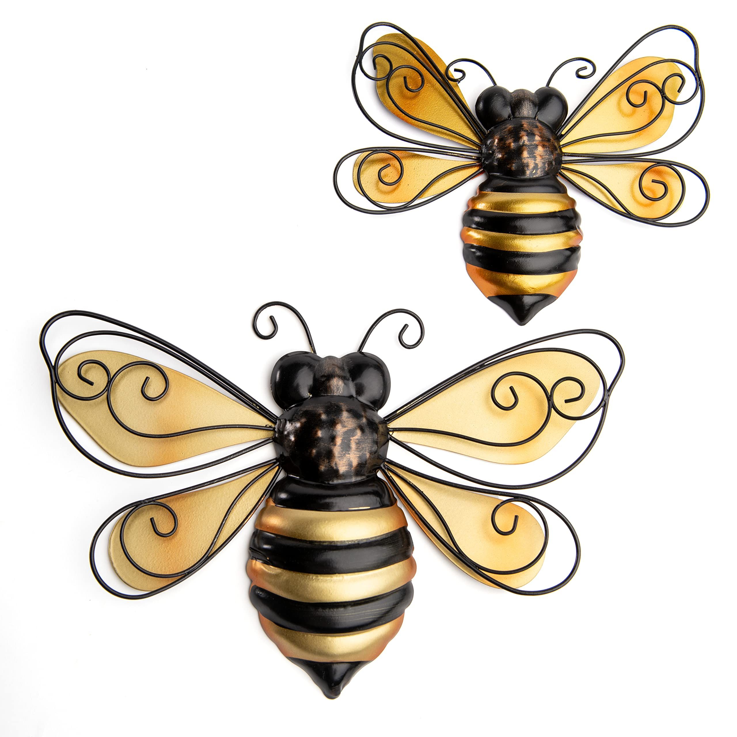 Amazon: Giftcraft Metal Bee Wall Decor Set Of 2, Bee Metal Wall Decor, Bee  Metal Wall Art, Wall Decor For Living Room, Bedroom, Bathroom, Farmhouse,  Metal Home Decor Wall Sculpture : Home With Regard To Recent Metal Wall Bumble Bee Wall Art (Photo 3 of 15)