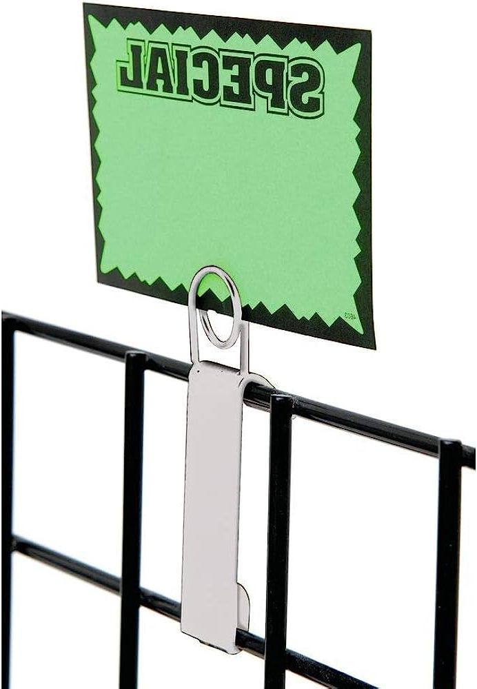 Amazon: Grid Wall Sign Holder White 1"w X 5 ½"h : Office Products Pertaining To Well Known Metal Pigtail Sign Holder Wall Art (View 10 of 15)