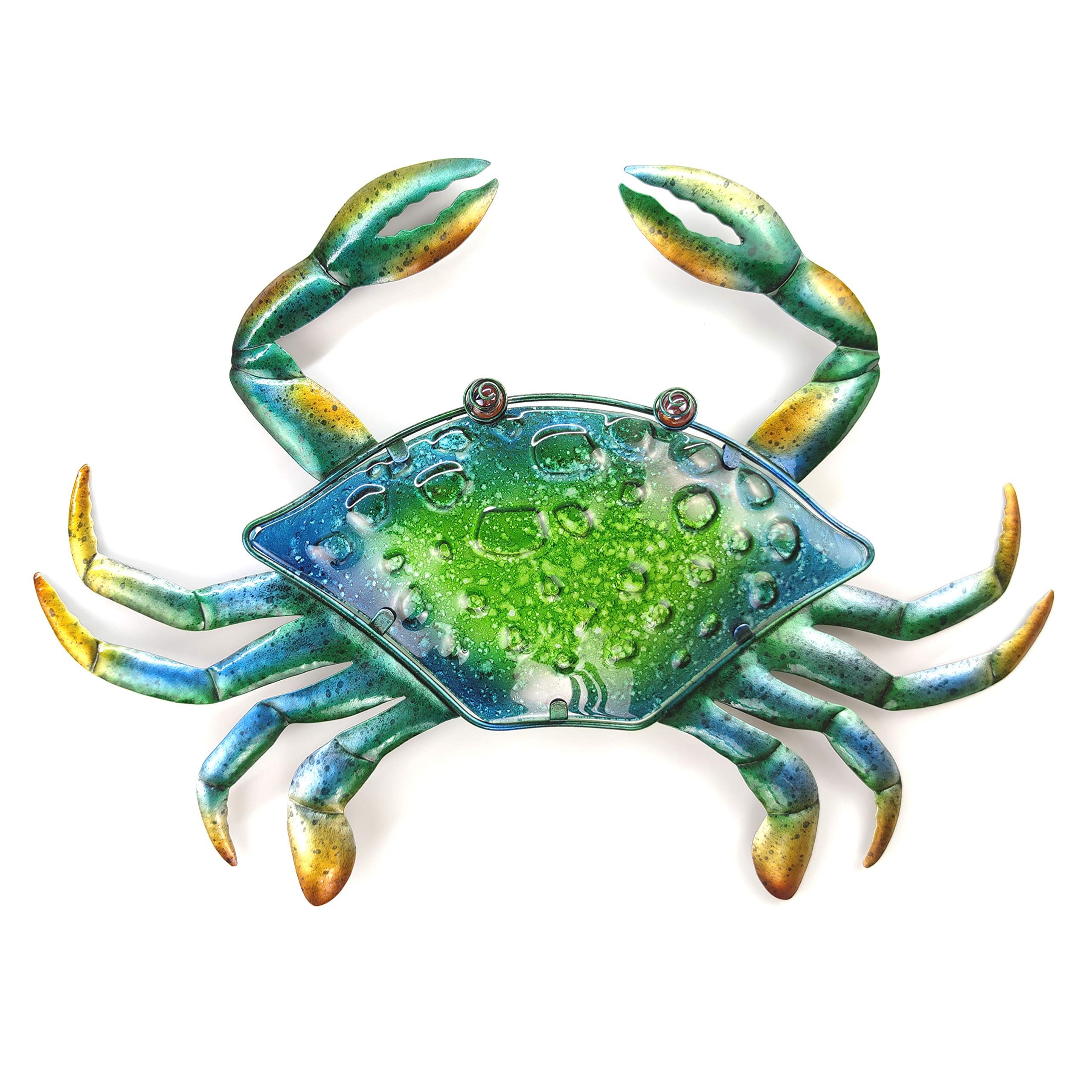 Amazon : Joybee 17.2inch Large Metal Crab Wall Art Decor,decoration For  Outdoor Indoor,nautical Hanging Art Blue Green Stained Glass With Metal For  Garden Pool Patio Balcony Kitchen Or Bathroom : Patio, Lawn Pertaining To Preferred Crab Wall Art (Photo 2 of 15)