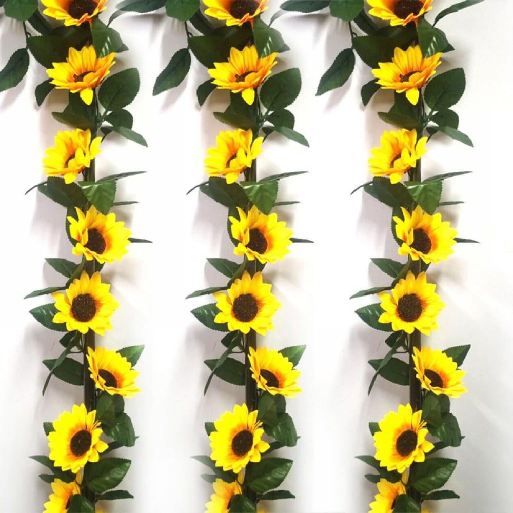 Artificial Sunflower Garland Hanging Sunflower Vines 10 Big Sun Flowers  Wedding Party Garden Birthday Party Decor Home Office Fake Hanging Plants –  Walmart For Most Popular Hanging Sunflower (Photo 12 of 15)