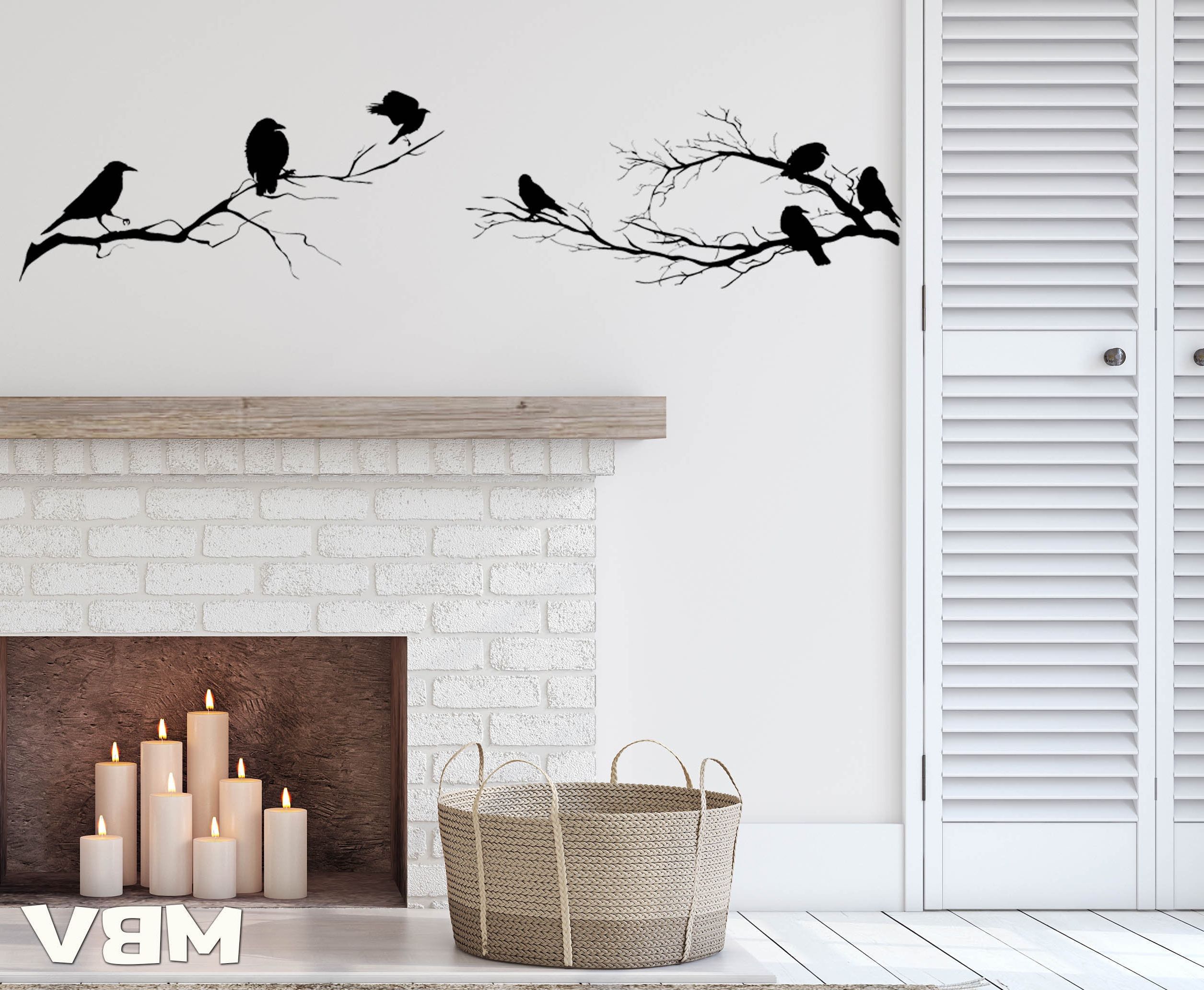 Bird On Tree Branch Wall Art Pertaining To Popular Birds On Branch Wall Decor Tree Branches Birds Wall Art – Etsy (View 9 of 15)