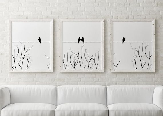 Bird Silhouette Trio Bird Wall Art Digital Wall Art Wall – Etsy Within Most Recently Released Silhouette Bird Wall Art (Photo 8 of 15)