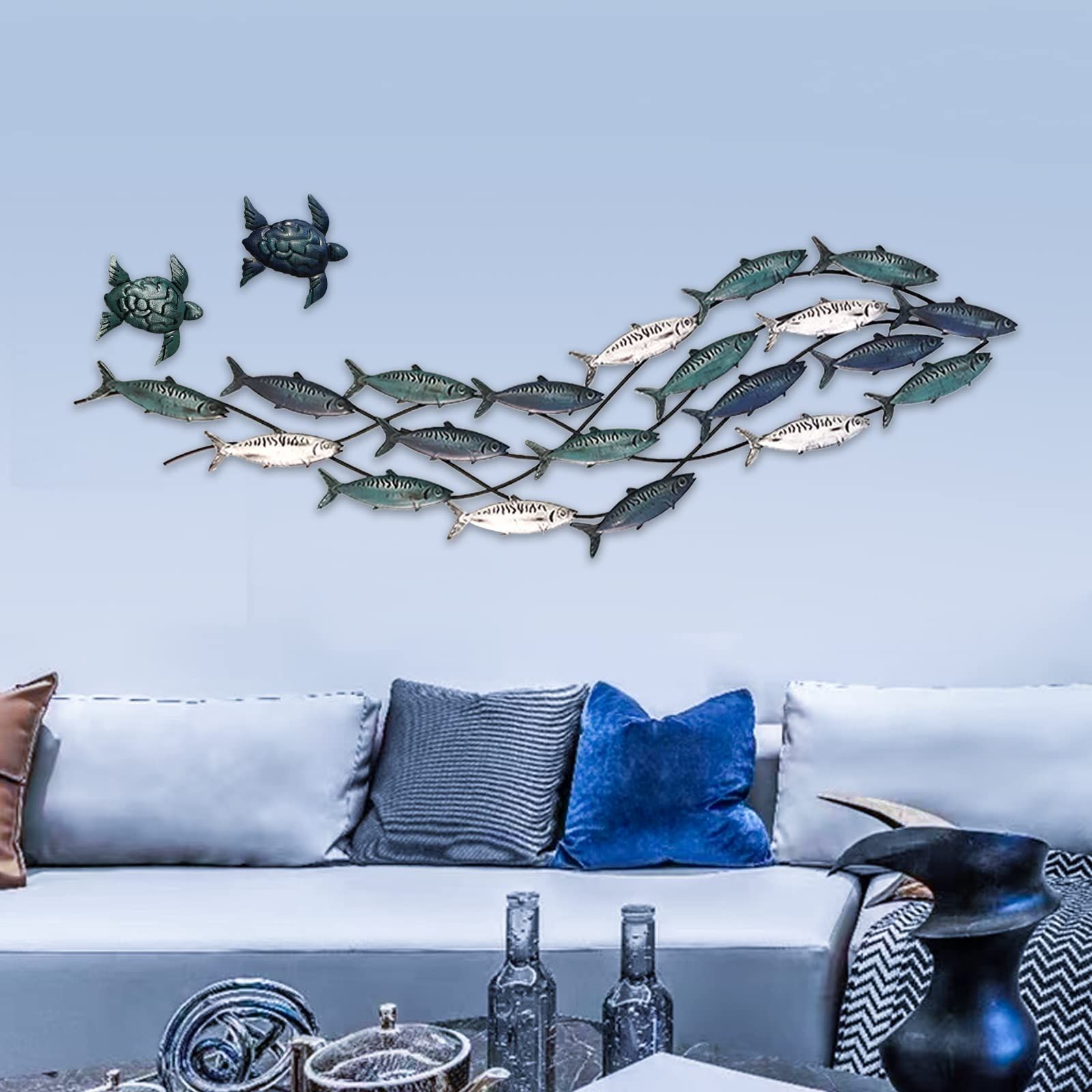 Current Amazon: Lhzzwtf Coastal Metal Fish Wall Decor,modern Marine Metal Wall  Art Sculpture Decor Is Perfect For A Coastal/nautical/beach Or Ocean Themed  Holiday Home/bedroom/living Room (View 4 of 15)