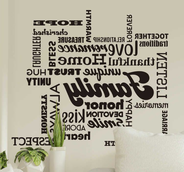 Family Words Home Text Wall Decor – Tenstickers Within Famous Family Word Wall Art (View 7 of 15)