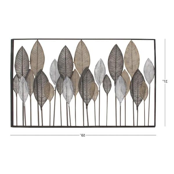 Fashionable Litton Lane Leaf Tall Cut Out Bronze Wall Decor With Intricate Laser Cut  Designs 65650 – The Home Depot Pertaining To Tall Cut Out Leaf Wall Art (Photo 10 of 15)
