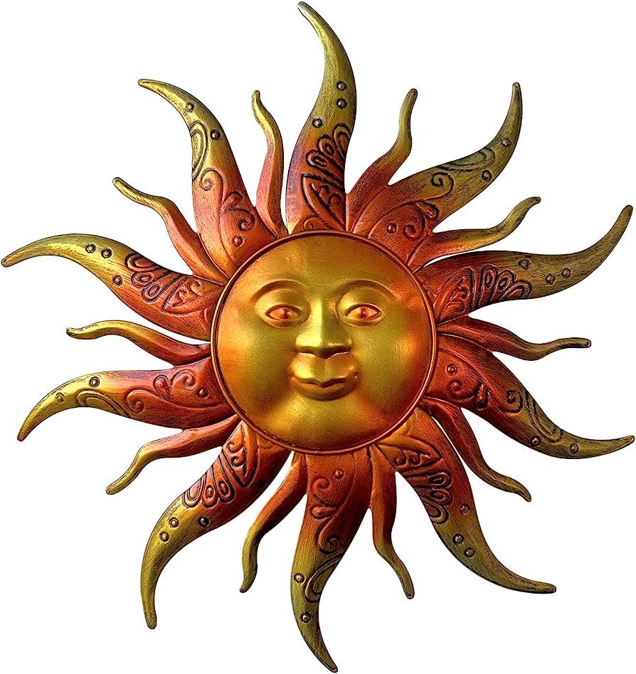 Hanging Wall Art For Indoor Outdoor Within Most Recent Amazon : Daogtc Metal Sun Wall Art Decor  (View 2 of 15)