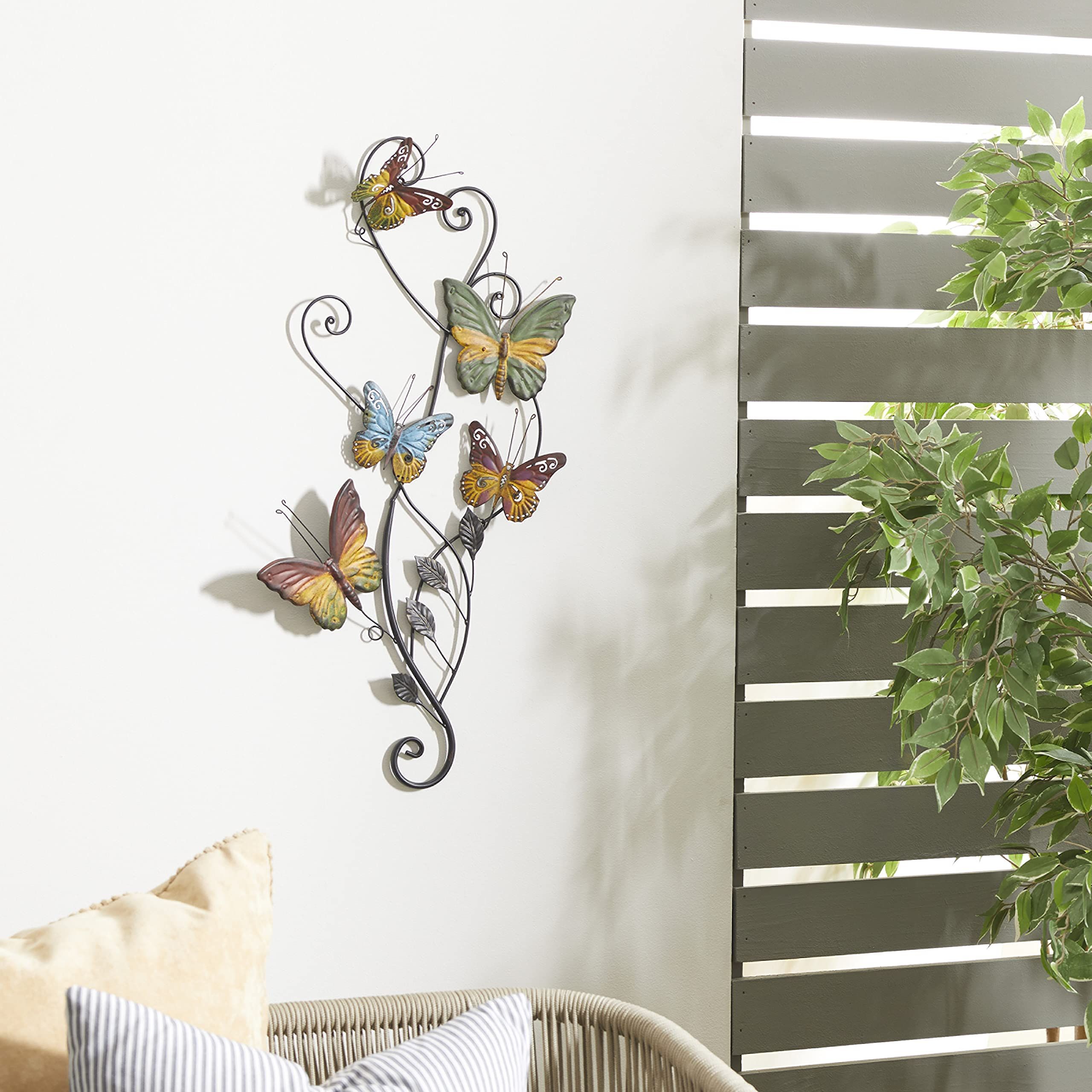 Indoor Outdoor Wall Art Inside Trendy Amazon: Deco 79 Metal Butterfly Indoor Outdoor Wall Decor, 15" X 1" X  29", Multi Colored : Everything Else (Photo 12 of 15)