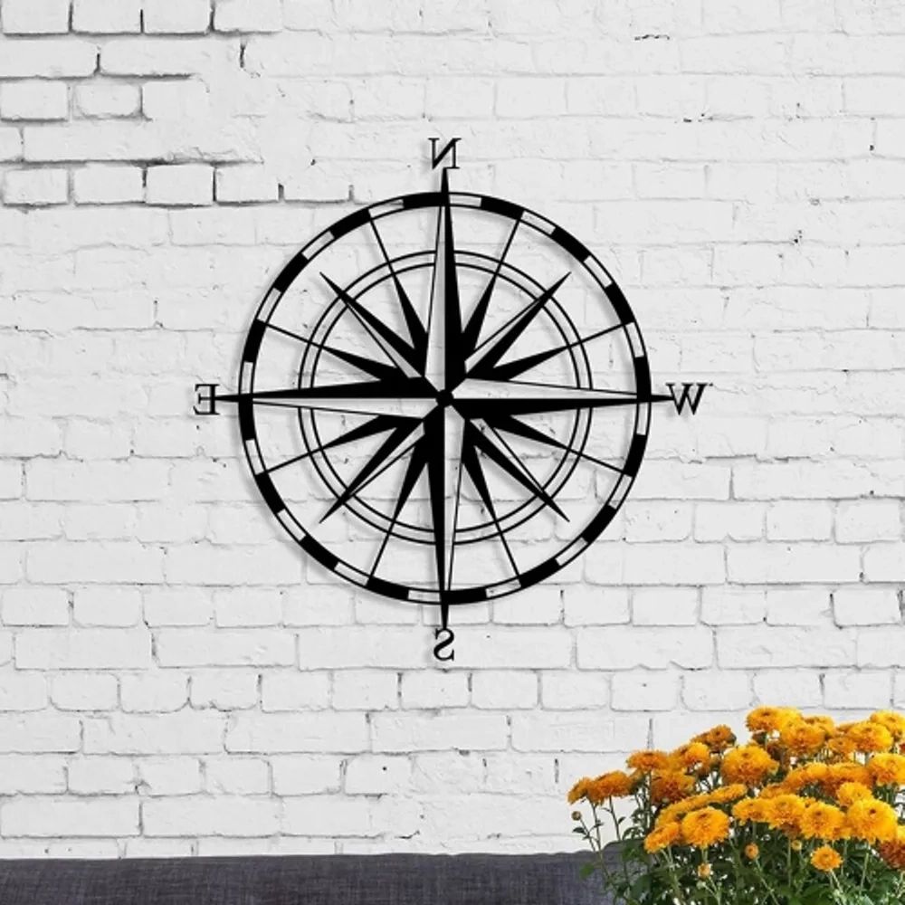 Jv Home Compass Metal Wall Art Collection Hanging Wall Décor Home  Decoration Metal Accents For Living Room, Bedroom, Garden, Bathroom, Fence  18x18 Inch (Photo 6 of 15)