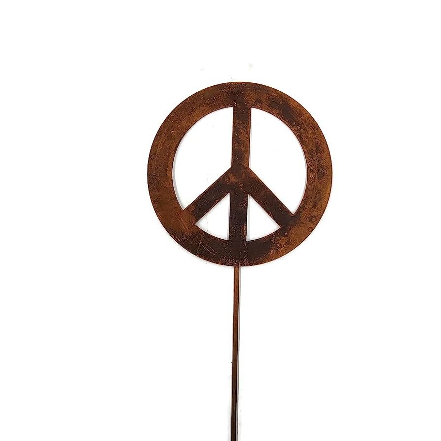 Latest Metal Sign Stake Wall Art With Amazon: Peace And Heart Staked Signs Or Wall Art Rustic Or Powder  Coated Finishes (peace Small Stake 21", Naturally Rusted) : Handmade  Products (View 11 of 15)
