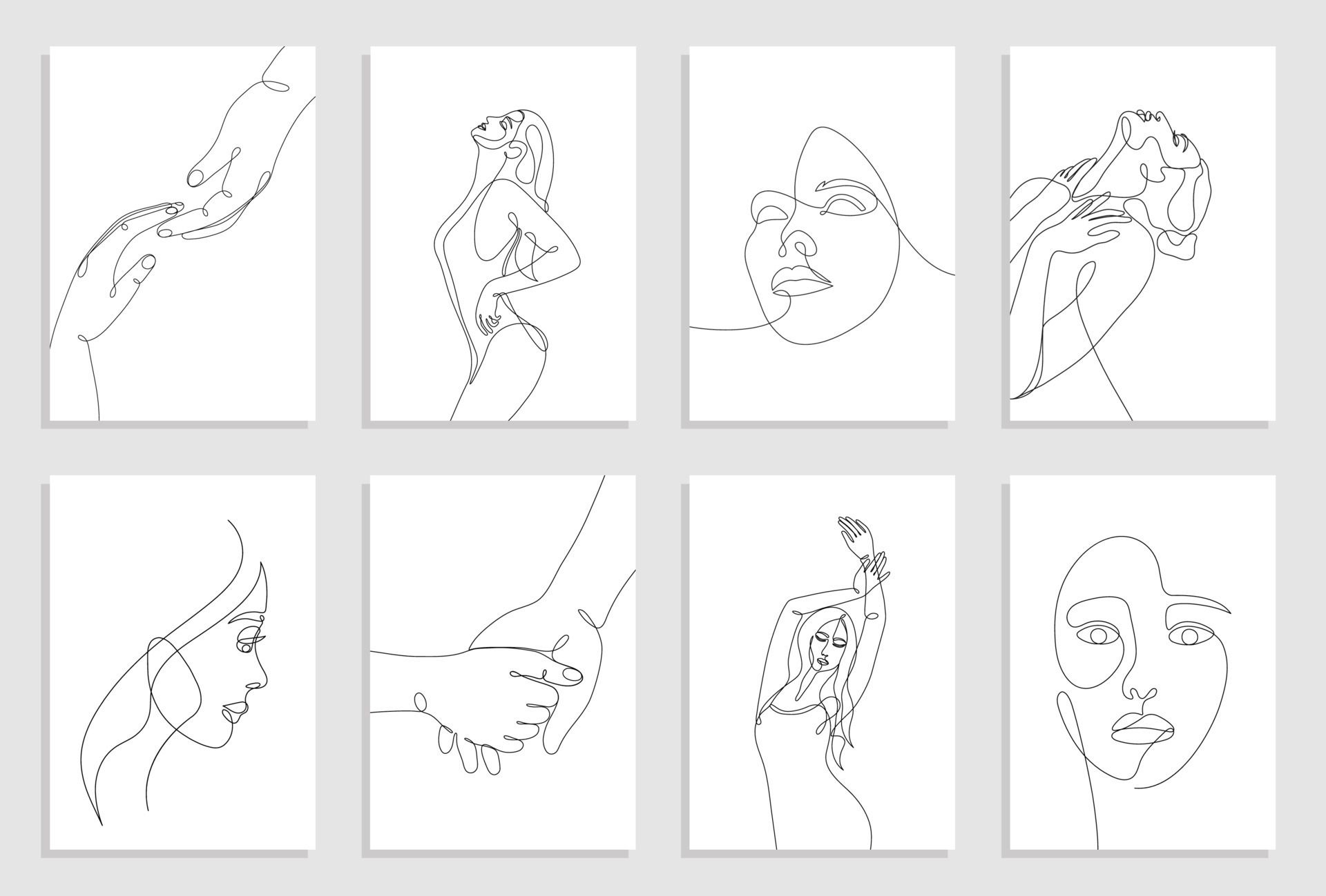 Latest One Line Women Body Face Wall Art Pertaining To Set Of 8 Wall Art Posters. Single Line Drawn Young Woman Figure, Body,  Beauty Face, Barely Touching Hands, Minimalistic. Dynamic Continuous One  Line Graphic Vector Design Isolated On White (View 11 of 15)