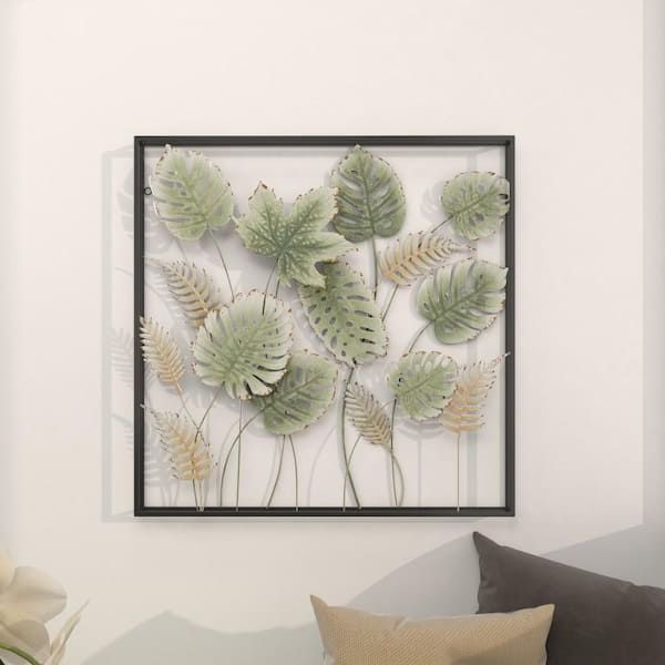 Litton Lane Metal Green Tall Cut Out Leaf Wall Decor With Intricate Laser  Cut Designs 89516 – The Home Depot For Well Liked Tall Cut Out Leaf Wall Art (View 6 of 15)