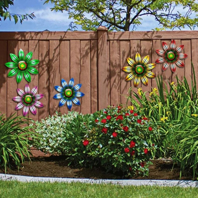 Metal Flower Wall Art Sculpture Outdoor Hanging Ornament For Garden Home  Decor (View 13 of 15)