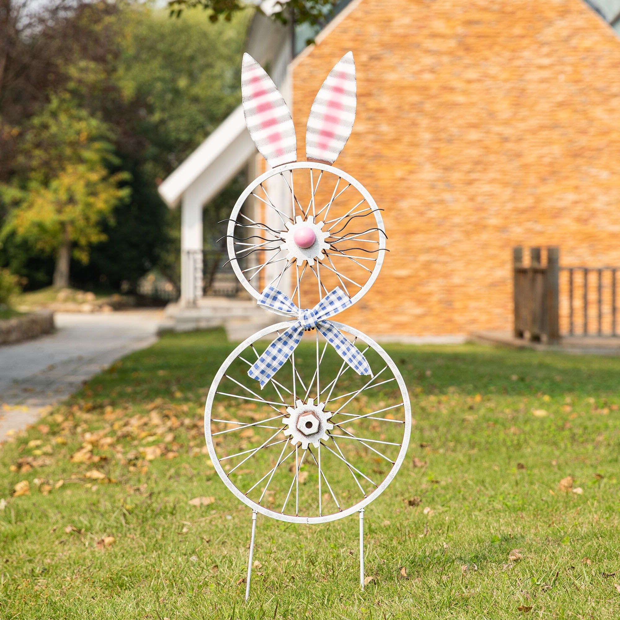 Metal Sign Stake Wall Art Within Most Up To Date Glitzhome 38"h Metal Easter Wheel Bunny Yard Stake Wall Decor – On Sale – –   (View 14 of 15)