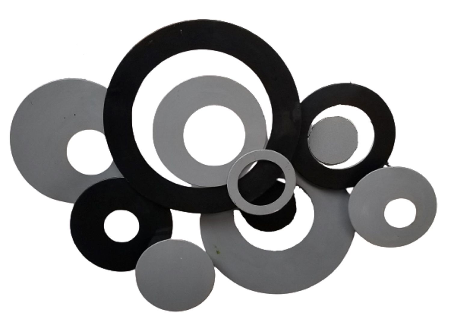 Metal Wall Art – Charcoal Linked Circle Disc Abstract Intended For 2018 Gray Metal Wall Art (View 10 of 15)