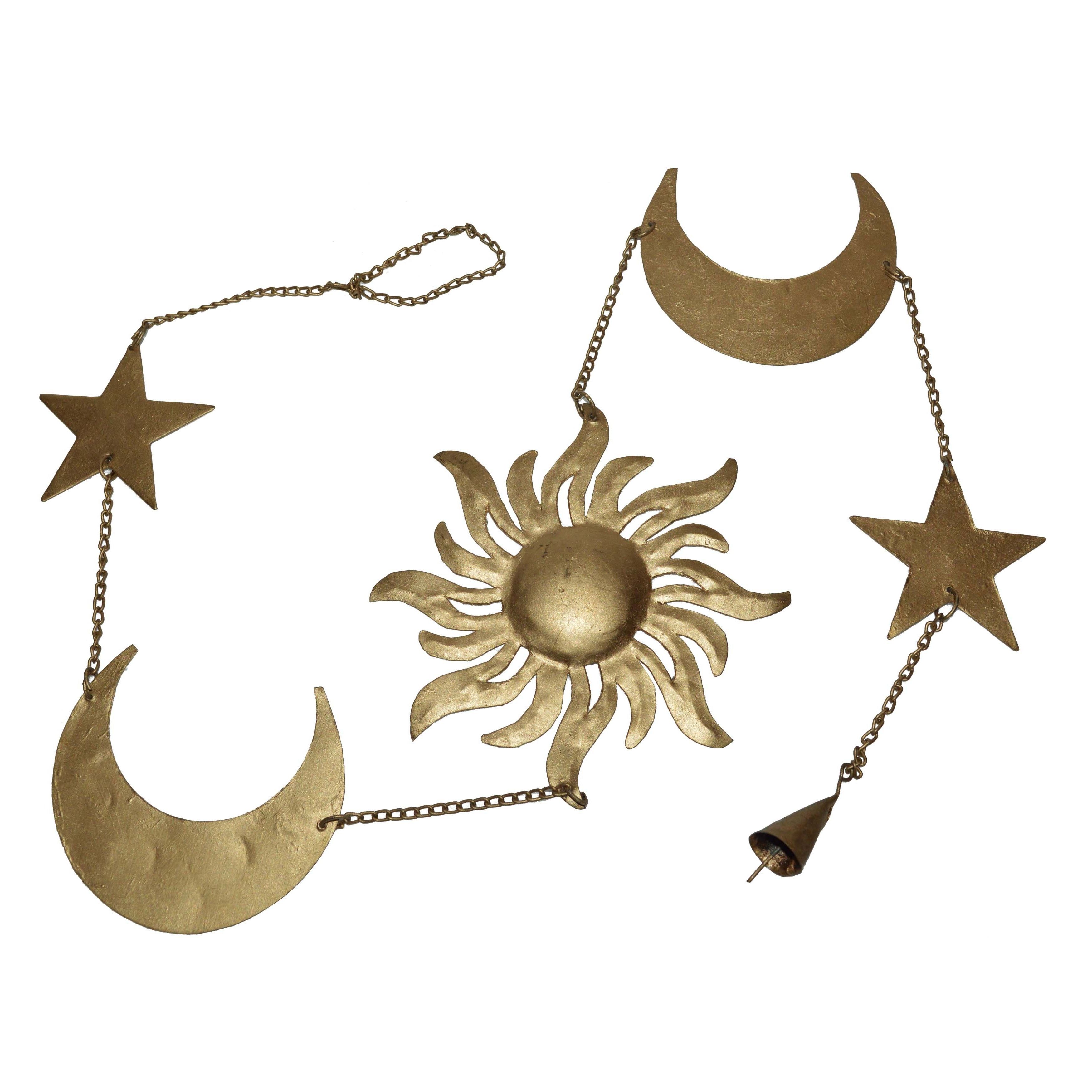 Metal Wall Hangings Golden Iron Sun Moon Star Wall Hanging, For Decoration,  Size: 110 Cm With Regard To 2018 Sun Moon Star Wall Art (Photo 11 of 15)
