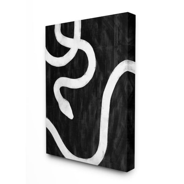 Most Current Abstract Silhouette Wall Sculptures In Stupell Industries "snake Silhouette Black And White"daphne Polselli  Canvas Abstract Wall Art 48 In. X 36 In (View 12 of 15)