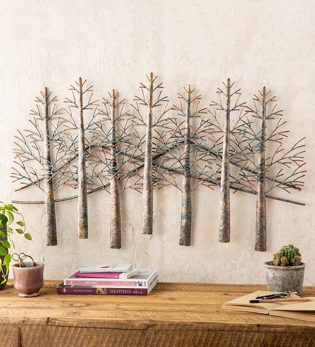 Most Popular Hanging Wall Art For Indoor Outdoor Inside Indoor/outdoor Handmade Metal Trees And Mountains Wall Art (View 5 of 15)