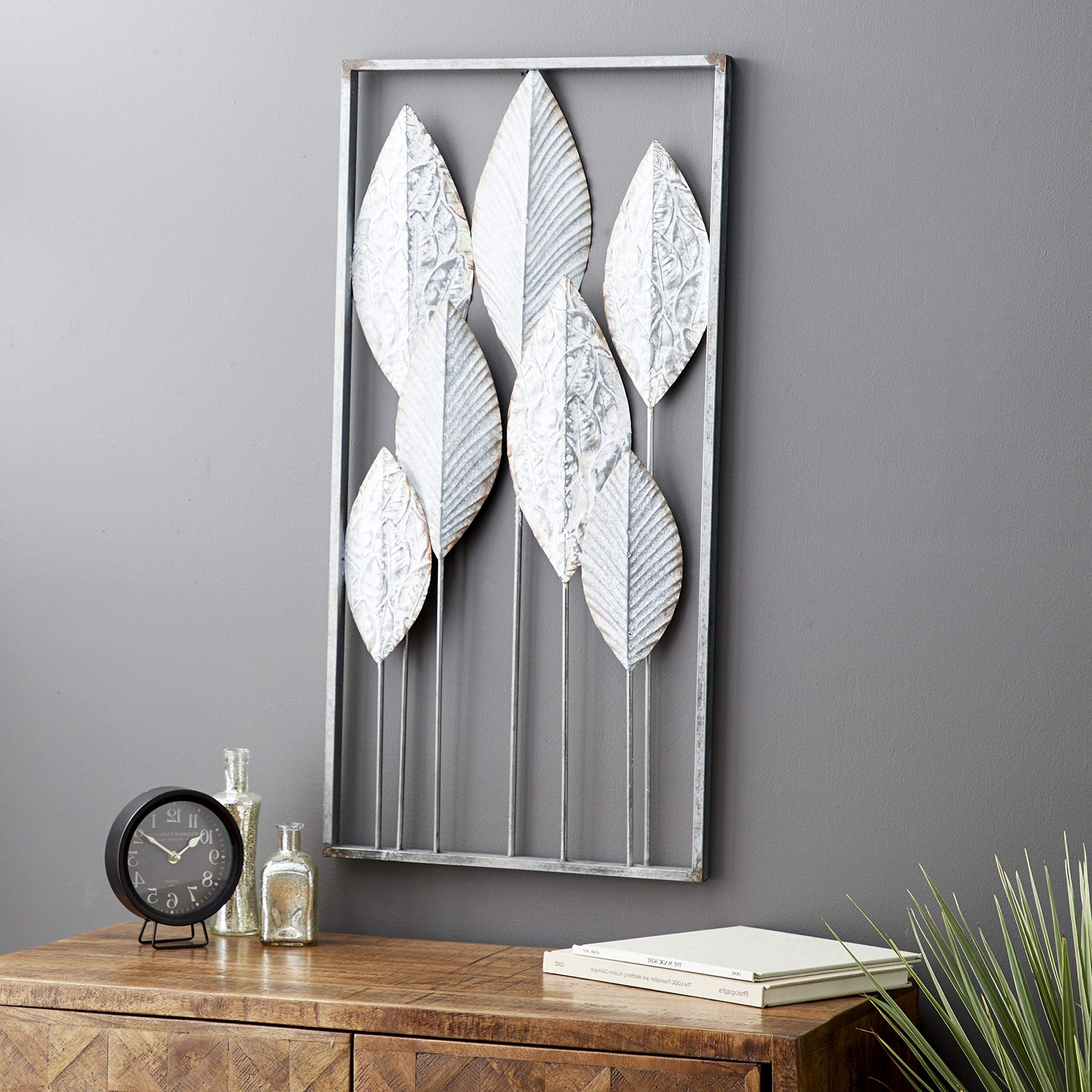 Most Popular Intricate Laser Cut Wall Art Throughout Amazon: Deco 79 Metal Leaf Tall Cut Out Wall Decor With Intricate Laser  Cut Designs, 18" X 2" X 36", Gray : Home & Kitchen (View 2 of 15)