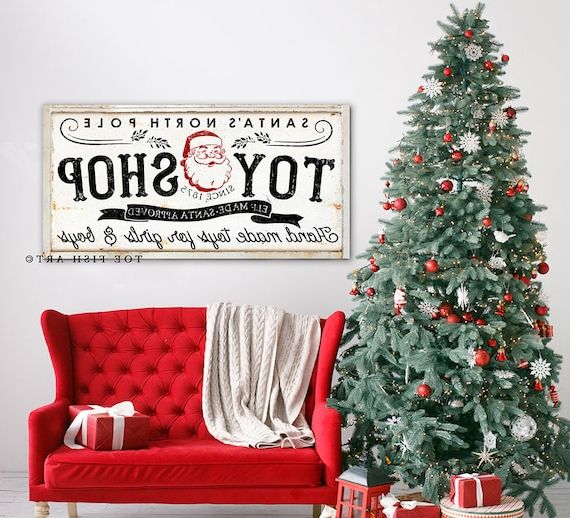 Most Recent Rustic Christmas Wall Decor Santa's Toy Shop Farmhouse – Etsy With Farmhouse Ornament Wall Art (Photo 8 of 15)