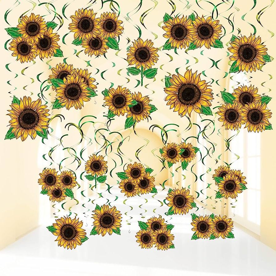 Most Recently Released Amazon: 30 Pcs Sunflower Hanging Swirls Decorations Sunflower Party  Supplies Summer Sun Flower Ceiling Decor For Kids Birthday Baby Shower  Party Favor Supplies, 10 Designs : Toys & Games Pertaining To Hanging Sunflower (Photo 13 of 15)