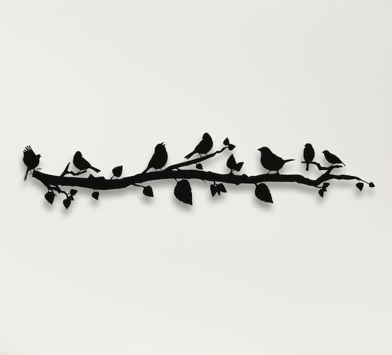 Newest Metal Wall Decor Birds On Branch Metal Birds Wall Art Birds – Etsy With Metal Bird Wall Sculpture Wall Art (Photo 8 of 15)