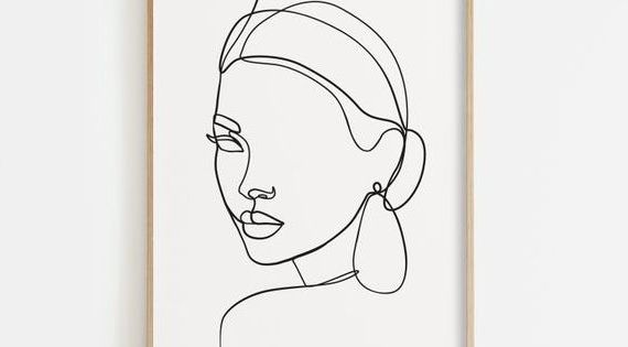 One Line Women Body Face Wall Art Throughout Favorite Single Line Woman Face Printable Wall Art Line Drawing Face – Etsy (View 8 of 15)