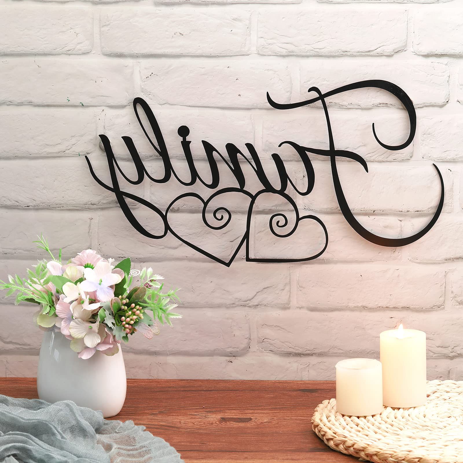 Popular Family Wall Sign Metal In Amazon: Family Wall Decor Sign Art Wall Hanging Decoration For Home  Dining Room Kitchen Door Decorations Wall Decor (black,metal): Home &  Kitchen (View 10 of 15)