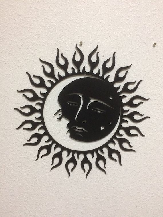 Popular Sun Moon Stars Metal Art Wall Art Home Decor Garden Art – Etsy France Intended For Sun Moon Star Wall Art (View 7 of 15)