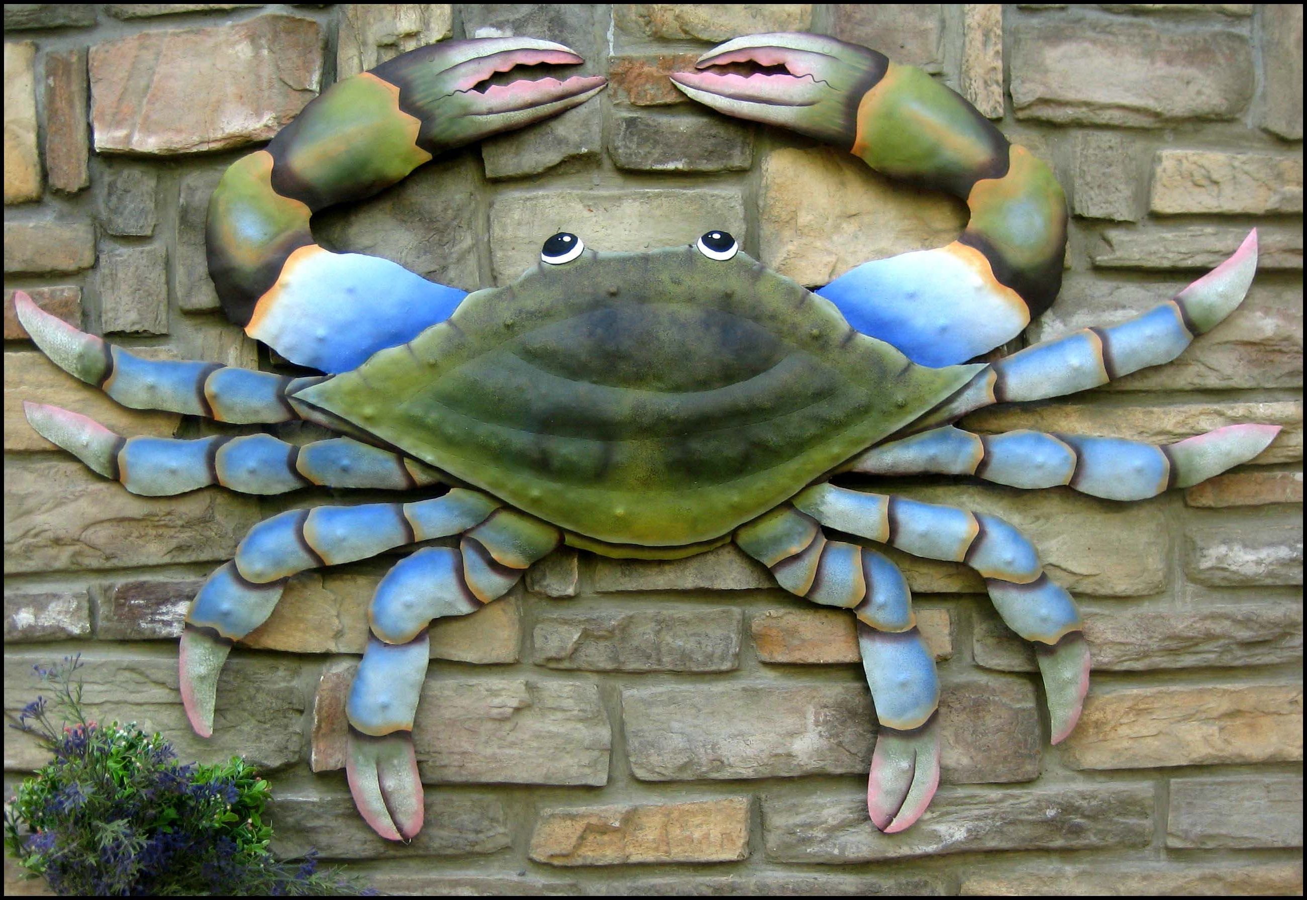 Preferred Blue Crab Nautical Wall Hanging Metal Art Tropical Decor – Etsy Inside Crab Wall Art (View 5 of 15)