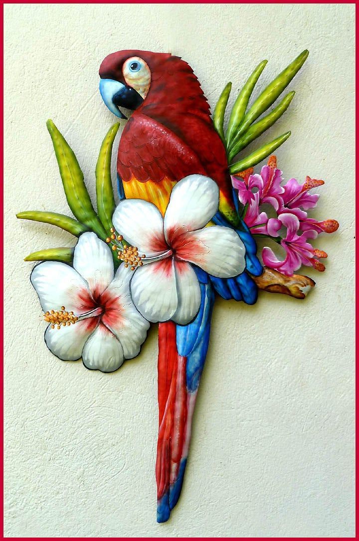 Scarlet Macaw Parrot Wall Hanging Tropical Decor Outdoor – Etsy (Photo 11 of 15)