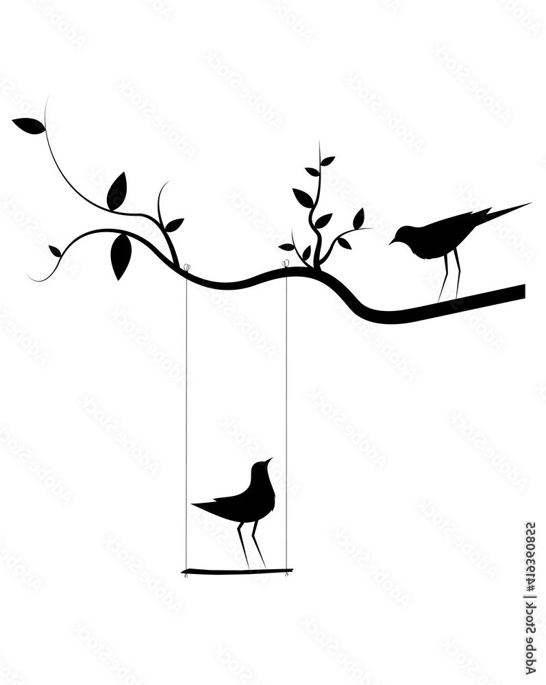 Silhouette Bird Wall Art For Most Recently Released Vecteur Stock Birds Couple Silhouette Vector, Birds On Swing On Branch, Wall  Decals, Birds In Love, Wall Art, Art Decor. Birds Silhouette Isolated On  White Background. Romance In Nature, Romantic (Photo 1 of 15)