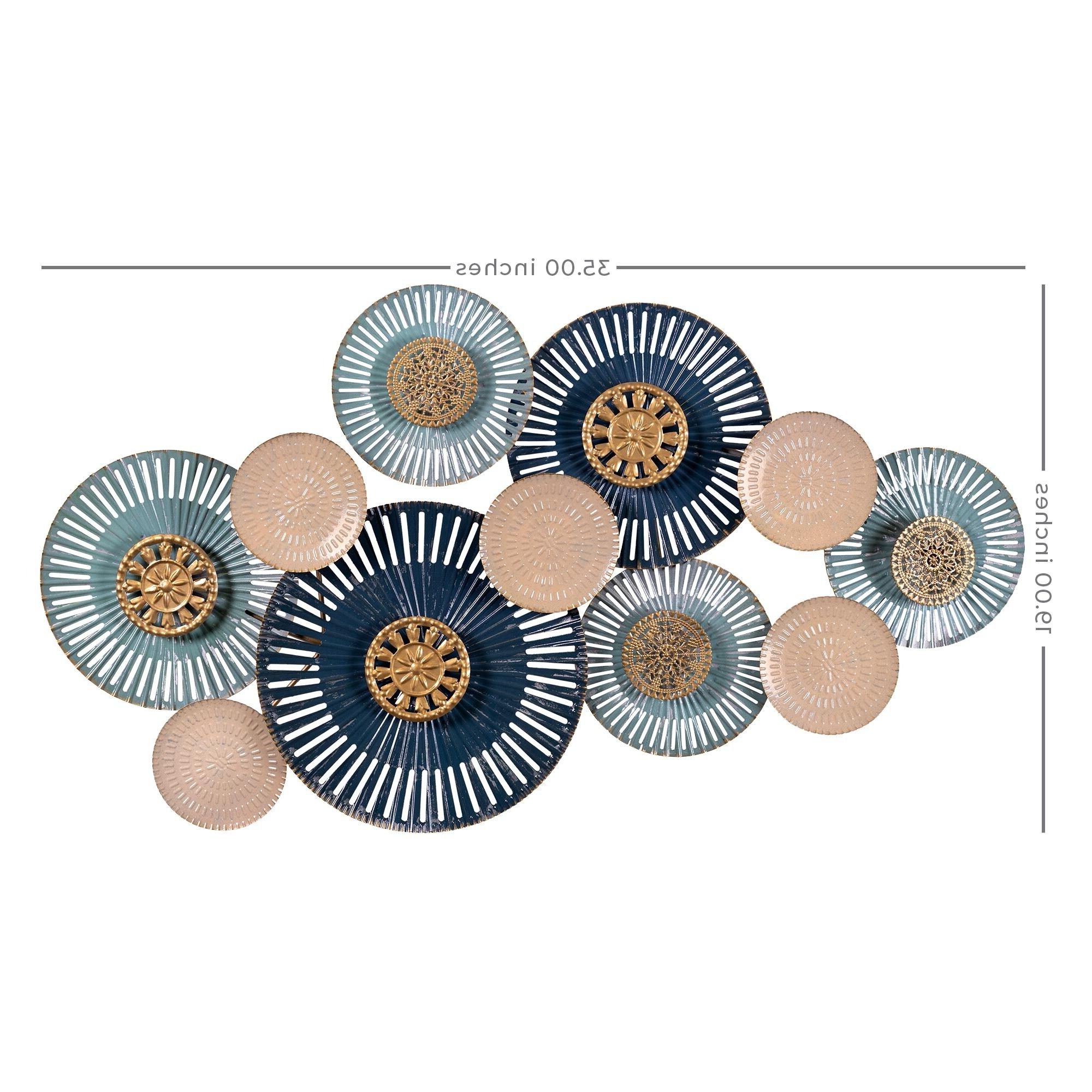 Stratton Home Decor Modern Blue And Pink Metal Plates Centerpiece Wall Decor  – – 34930128 For Current Multicolor Metal Plates Centerpiece Wall Art (View 2 of 15)