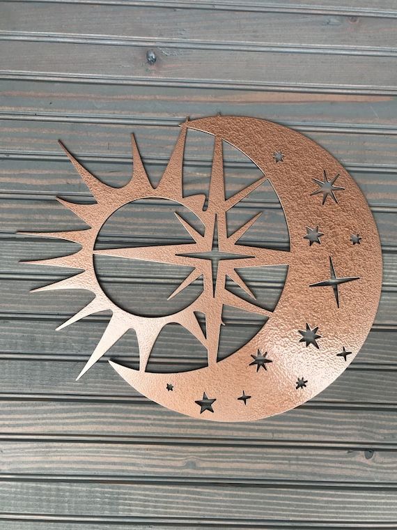 Sun Moon Stars Metal Art Wall Art Home Decor Garden Art – Etsy France With Regard To Recent Sun Moon Star Wall Art (Photo 1 of 15)