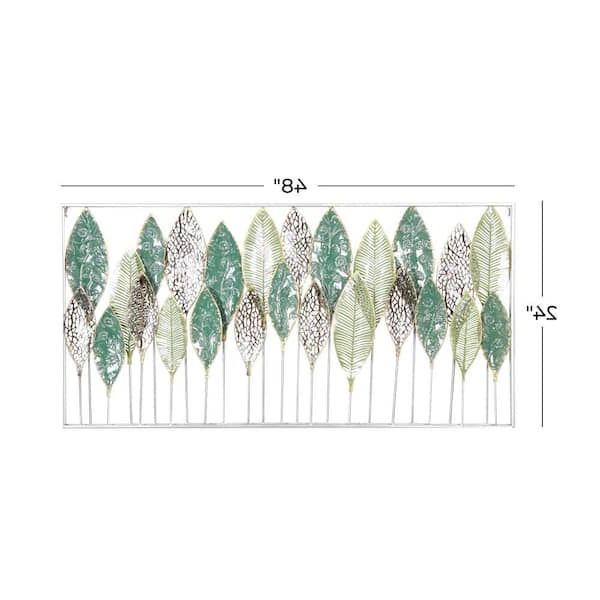 Tall Cut Out Leaf Wall Art Intended For Famous Litton Lane Metal Green Tall Cut Out Leaf Wall Decor With Intricate Laser  Cut Designs 43448 – The Home Depot (Photo 11 of 15)