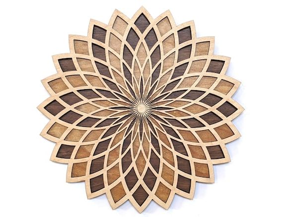 Torus Flower 3 Layer 14 Wood Wall Art Salon En Bois – Etsy France Throughout Well Liked 3 Layers Wall Sculptures (View 3 of 15)
