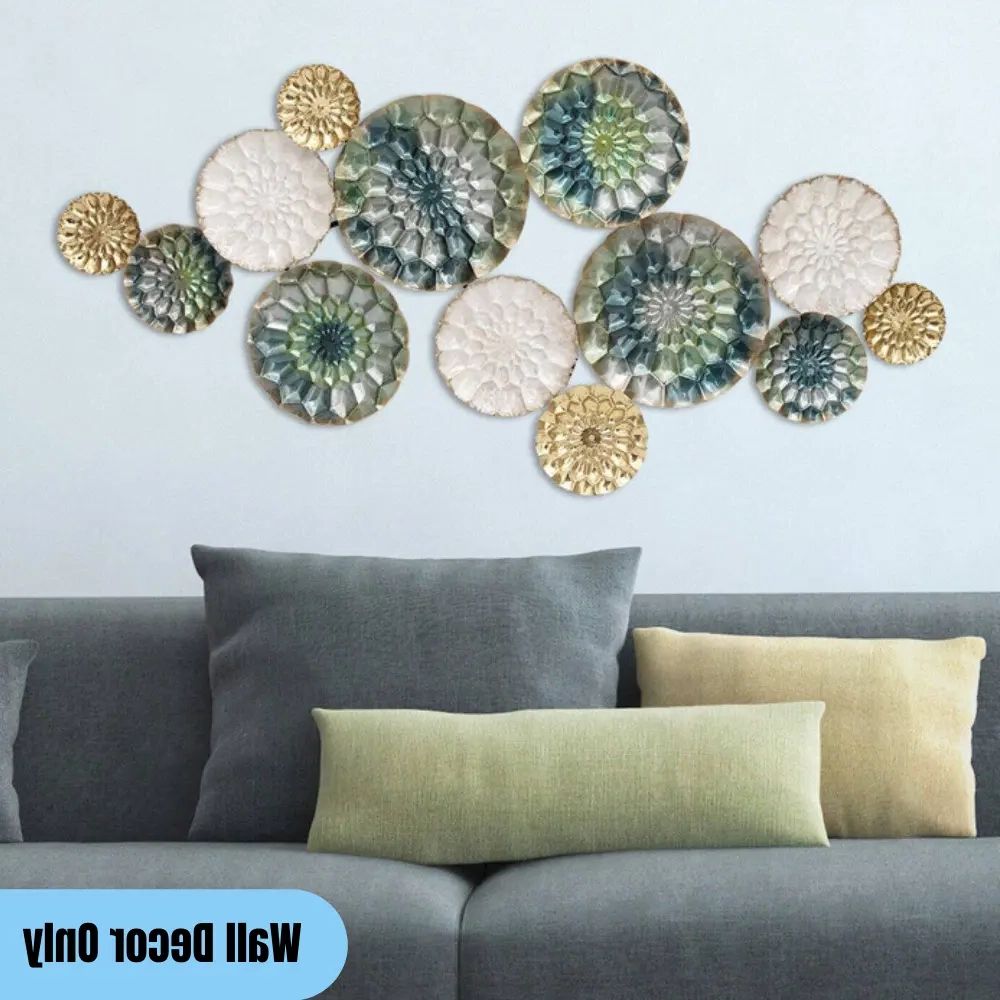 Trendy Textured Geometric Metal Plates Disk Wall Sculpture Multicolor Centerpiece  Decor (View 3 of 15)