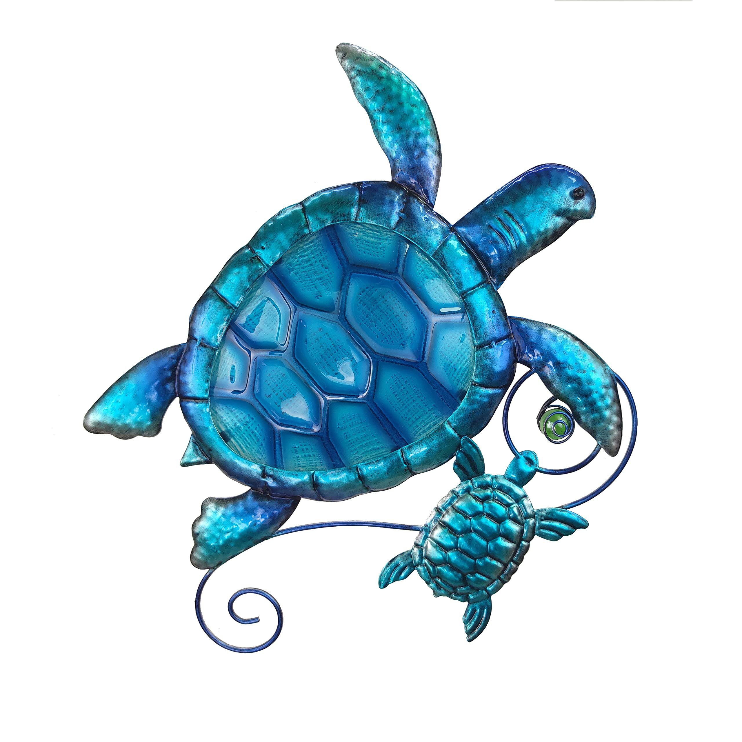 Turtle Wall Art Within Trendy Amazon : Joybee Metal Sea Turtle Wall Art Decor Outdoor Indoor Nautical Hanging  Art Blue Green Stained Glass Decorative Sculpture For Garden Pool Patio  Balcony Kitchen Or Bathroom( (View 12 of 15)
