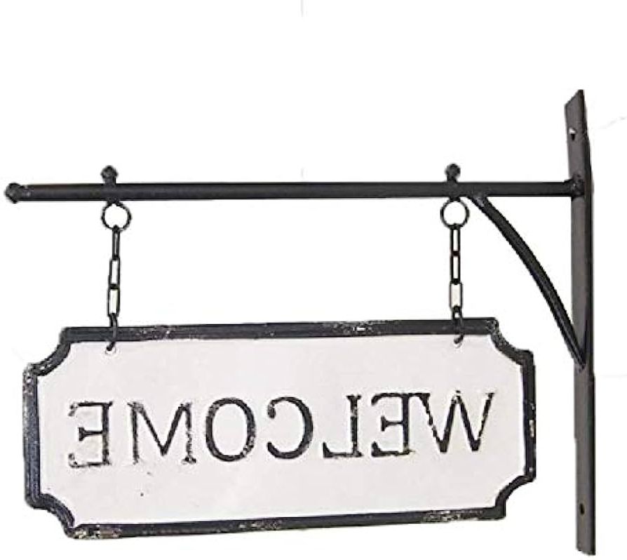 Vintage Metal Welcome Sign Wall Art In Popular Amazon : At Vintage Metal Hanging Sign Wall Hanger Decor (welcome) :  Home & Kitchen (Photo 3 of 15)